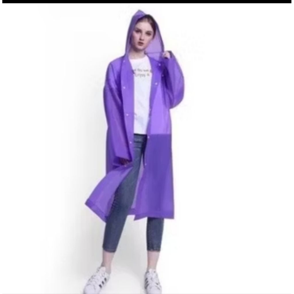 JAS HUJAN EVA warna UNGU raincoat Jas hujan transparan jas hujan terusan bahan premium
