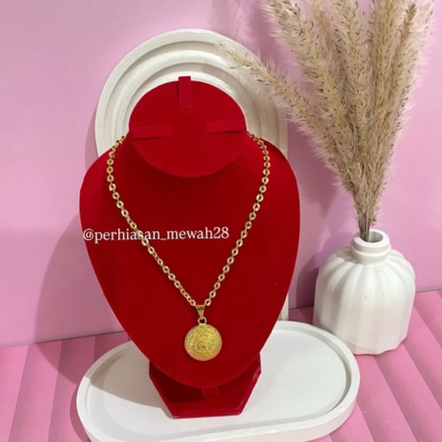 kalung nuri liontin bulat lapis emas