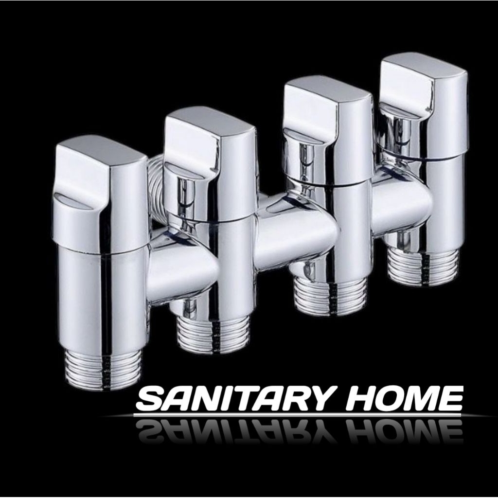 kran mini double cabang 4 stainless steel stop kran shower jet bidet kran taman kran mesin cuci kern