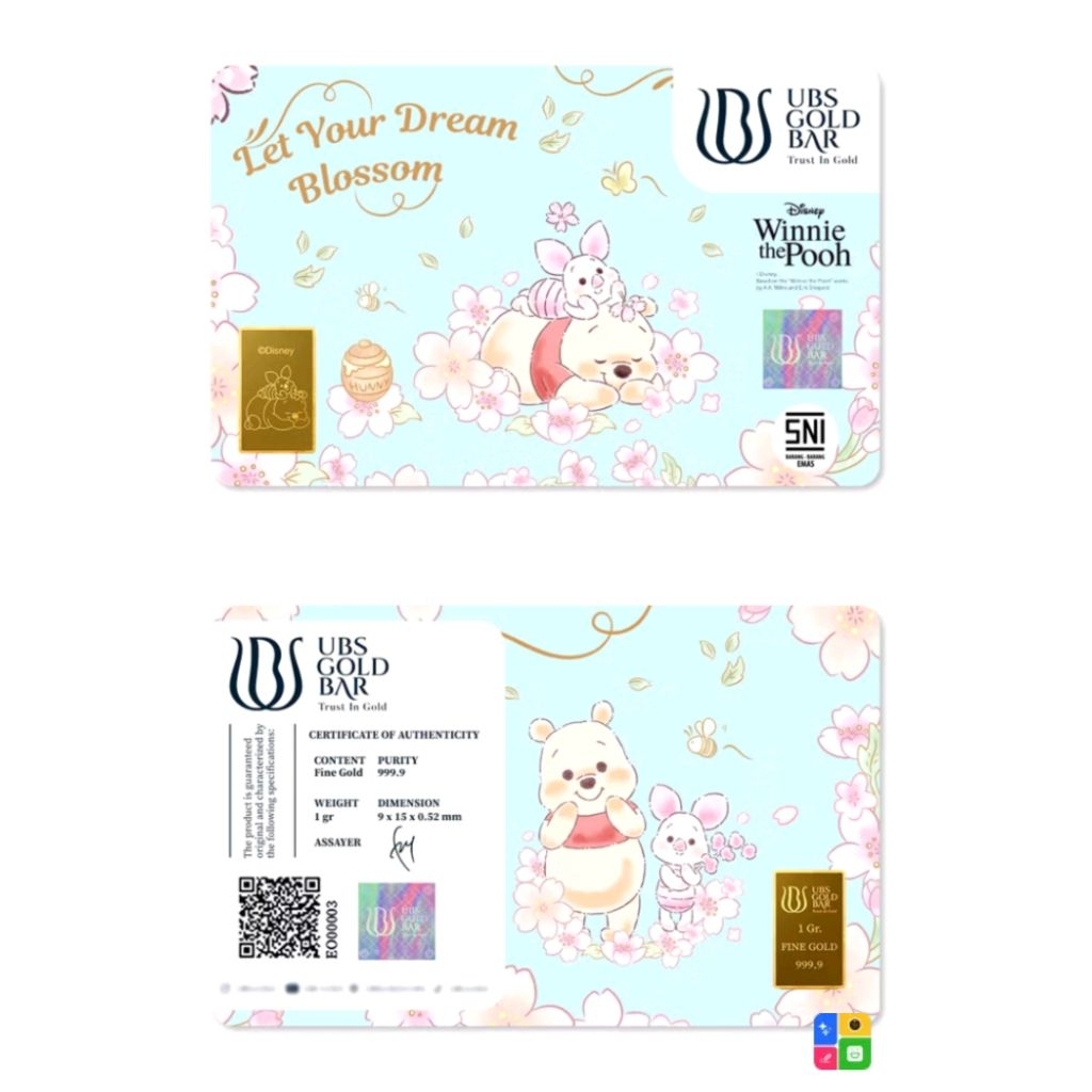 UBS gold disney winnie the pooh and piglet 1 gr
