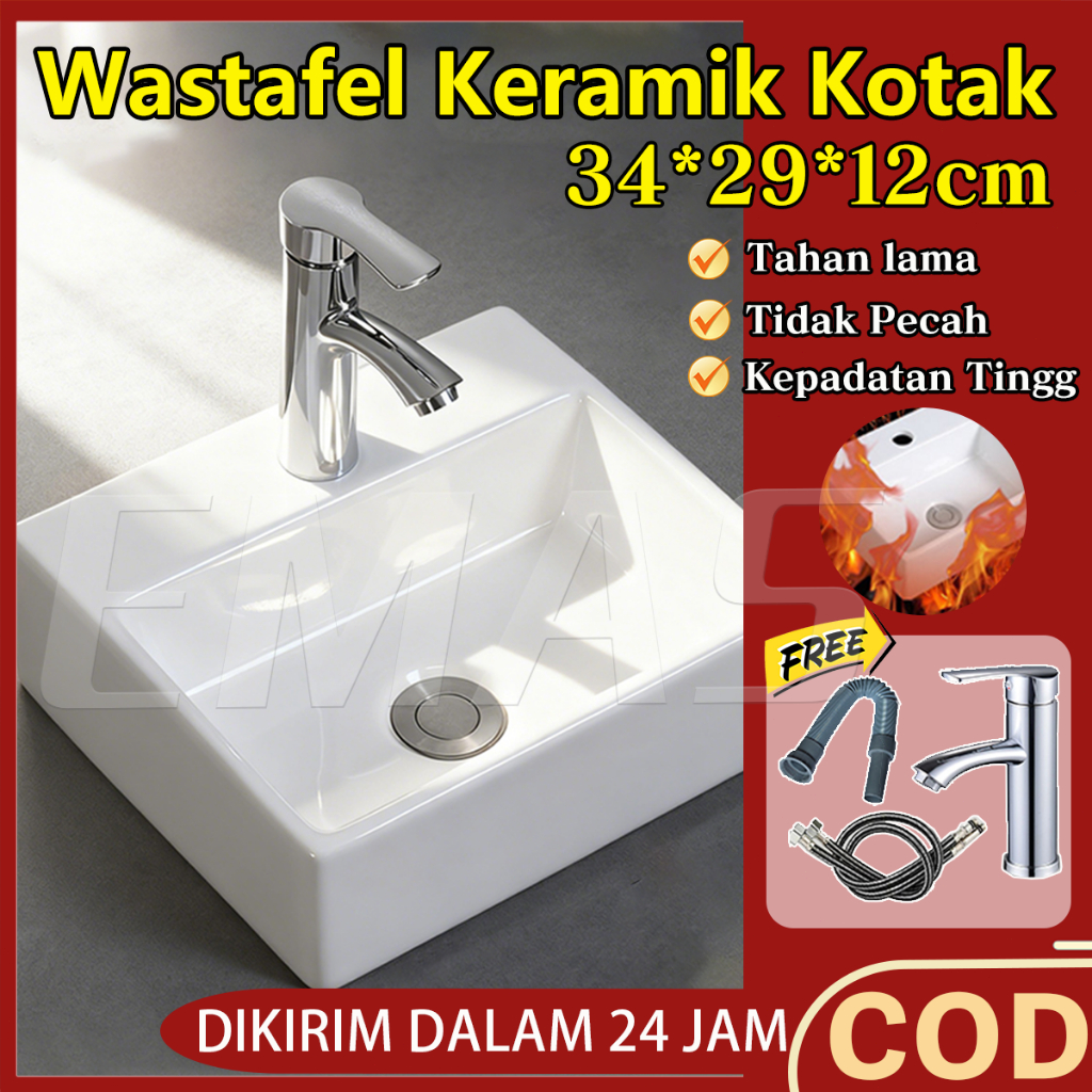 Wastafel set kotak Westafel minimalis Classica Italiano  Wastafel keramik kotak super putih anti nod