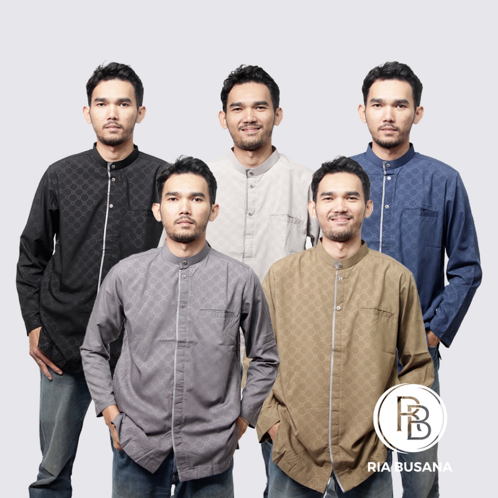 Ria Busana - Al Luthfi - Koko Dewasa Pria Lengan Panjang Katun Emboss