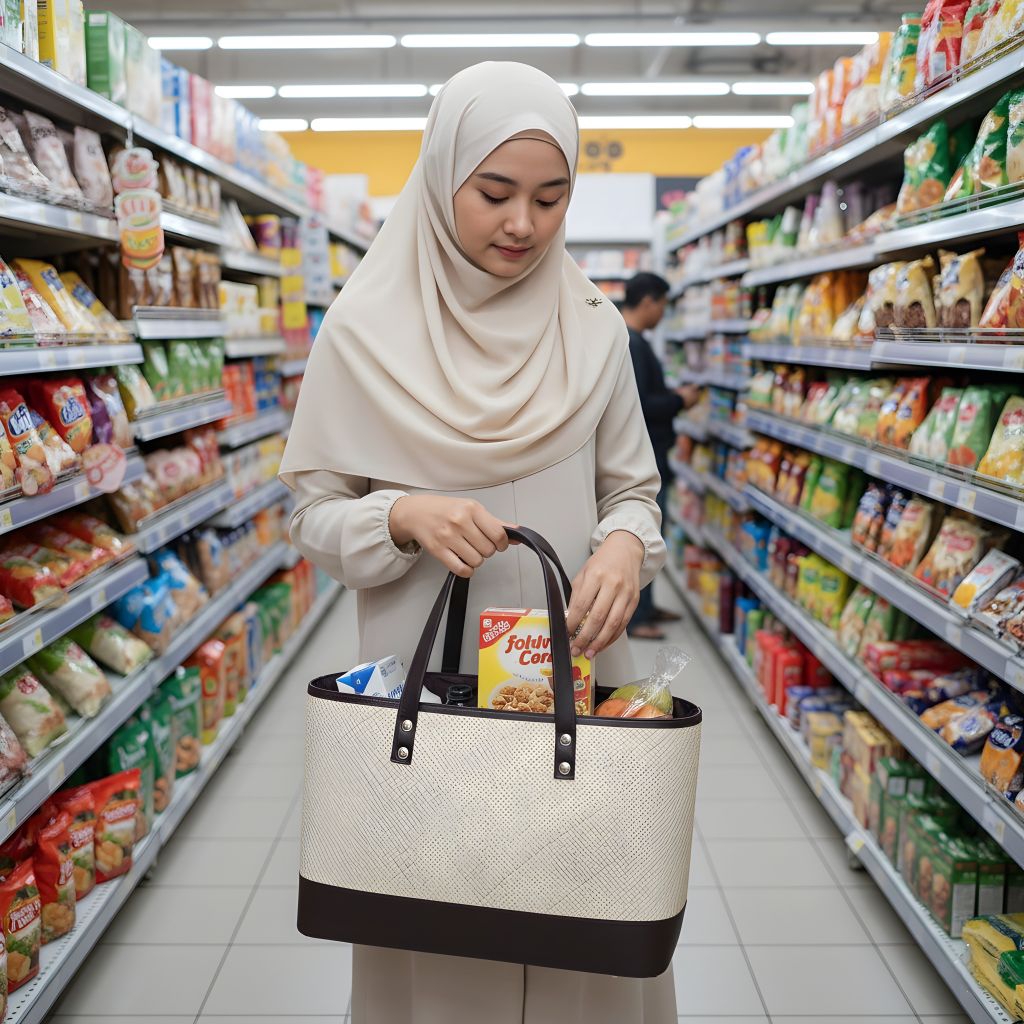 Akmal Handycraft Tas Belanja Unik Jumbo Anyaman Pandan & Kulit Sintesis Hitam Coklat Gold Ukuran Jum