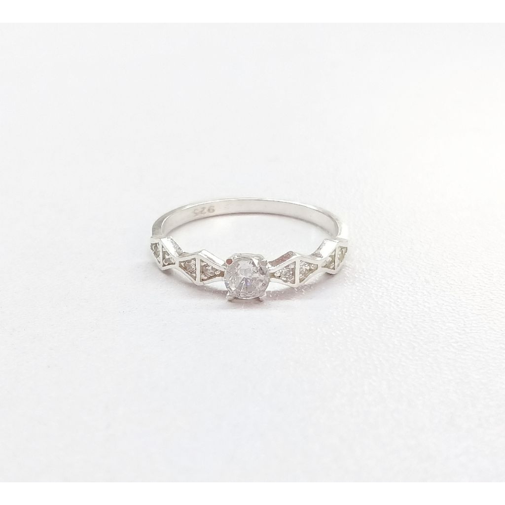 Cincin Permata Simpel Cincin Perak Asli 925 Lapis Emas Putih/Cincin Perak Terbaru/