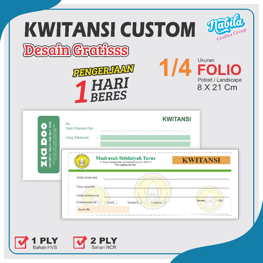 Cetak Kwitansi Custom Nama 1 Ply 2 Ply kwitansi pembayaran kuitansi custom nama free desain