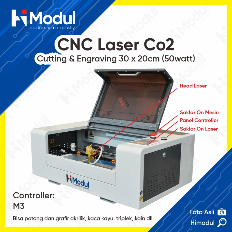 CNC Laser Co2 Cutting & Engraving 30 x 20cm 50w