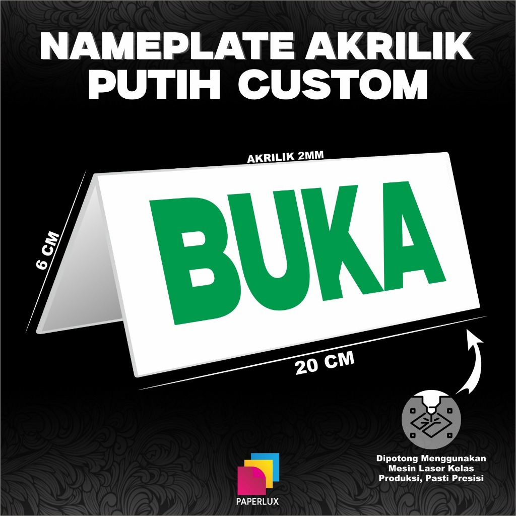 NAMEPLATE AKRILIK CUSTOM NAMA ANTI LUNTUR - PAPAN NAMA MEJA