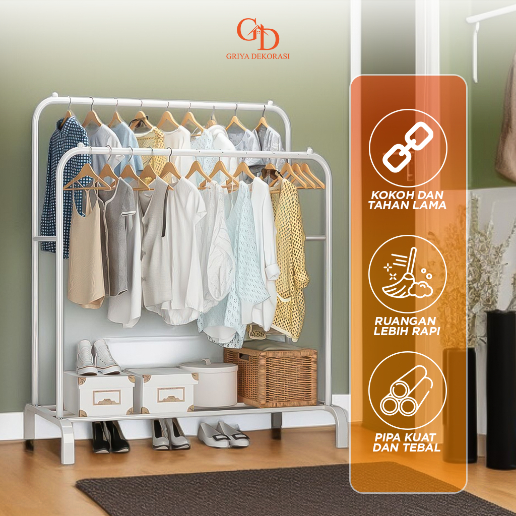 Stand Hanger Gantungan Baju / Gawang Baju Aesthetic / Rak Gantungan Baju / Stand Cloth Hanger Gawang