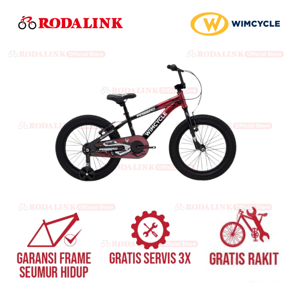 Wimcycle Sepeda Anak BMX Firebird 18 | BMX Anak 18 Dengan Roda Bantu