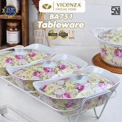 Vicenza BA751 Prasmanan 3Pcs Motif Mawar Melati / Prasmanan Cantik / Prasmanan Kaca