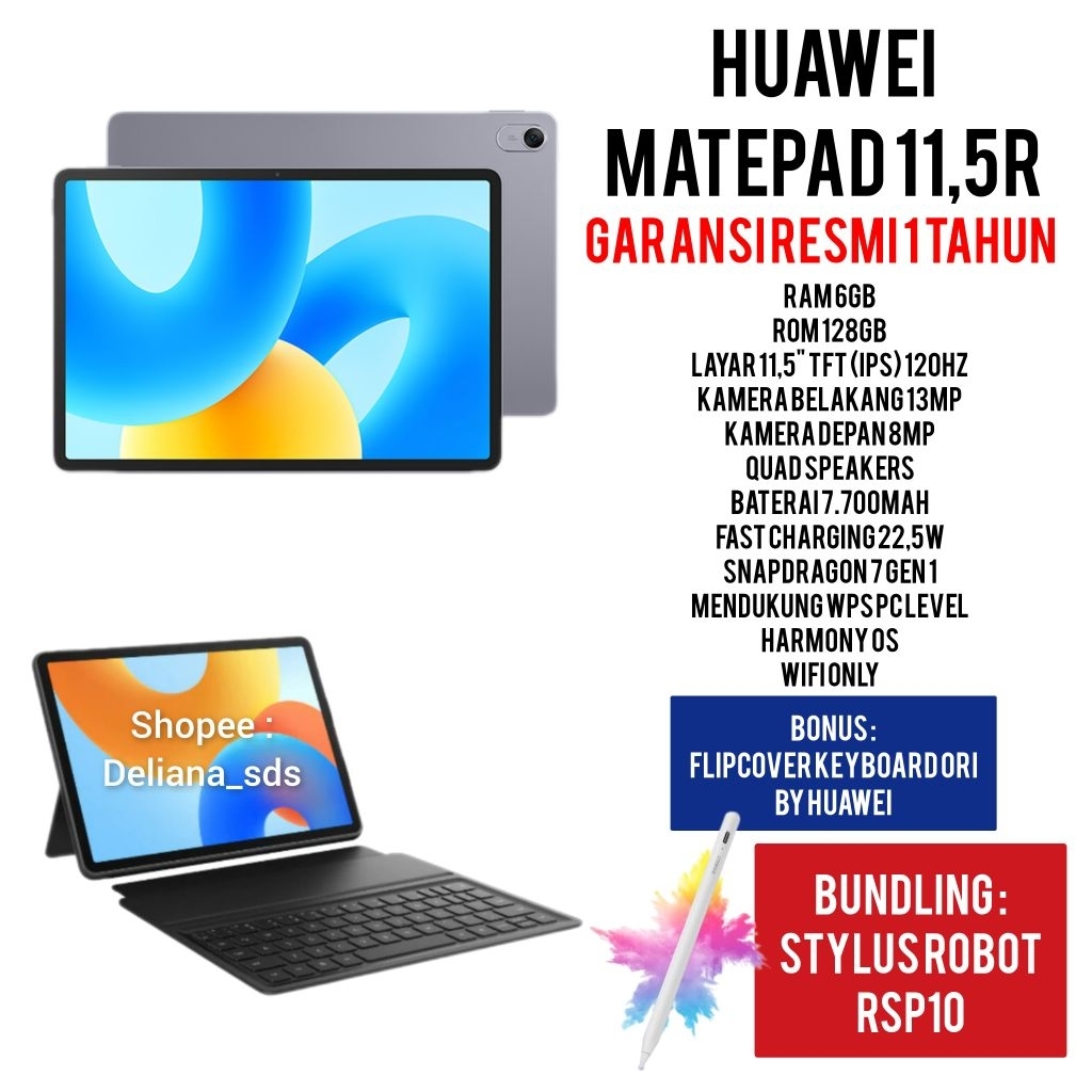 Huawei Matepad 11,5 R 6/128 Garansi Resmi 1 Tahun Huawei  Matepad 11,5R Huawei Matepad 11,5 Bartok R