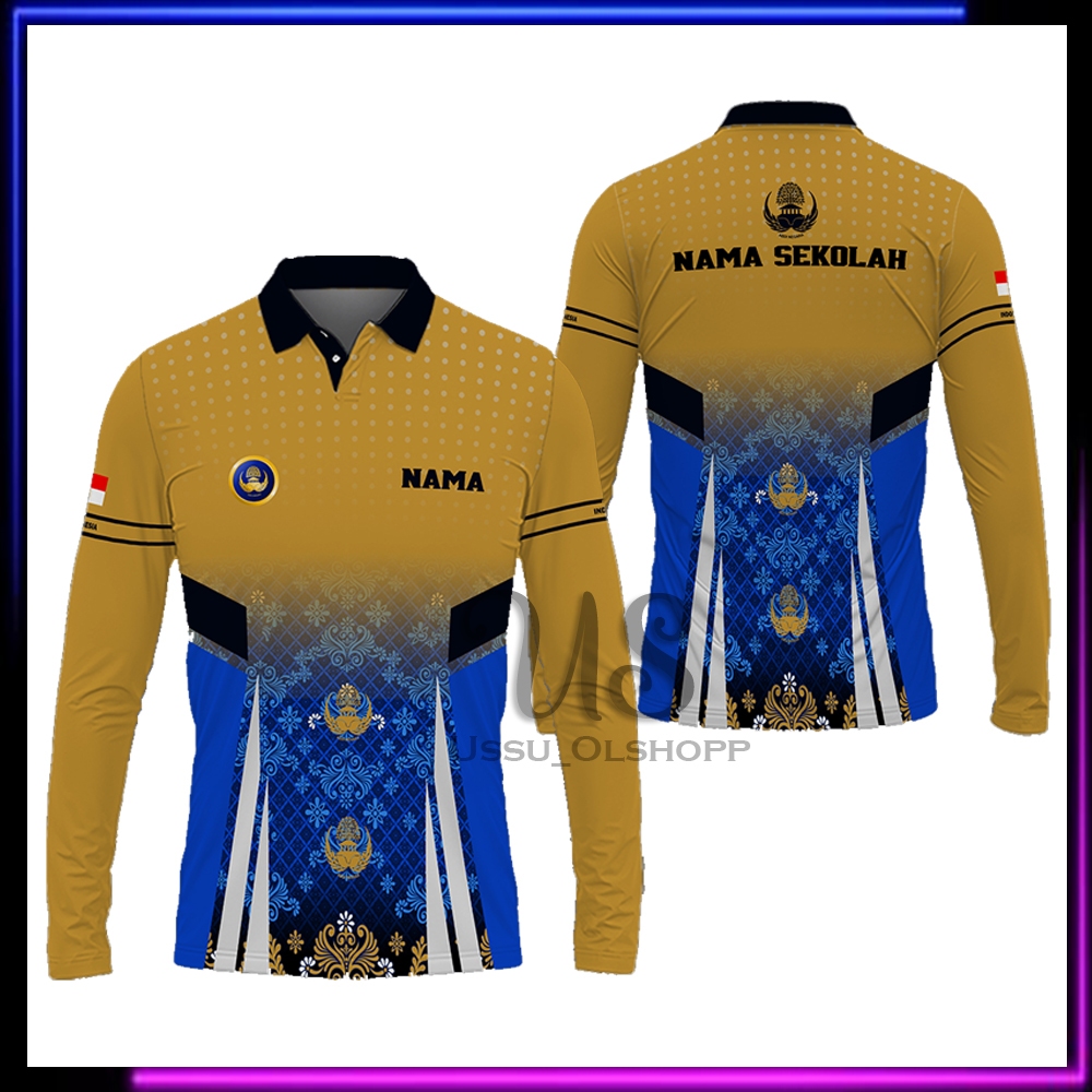 Baju Batik KORPRI | Baju Tunik Batik KORPRI | Kaos Polo Batik KORPRI Pria Wanita Tangan Panjang Full