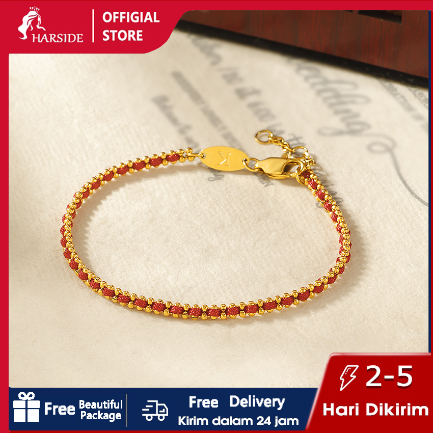 COD Free Gift Box Cincin tali merah Prancis berlapis emas asli 18k, kesan mewah, gaya ringan, serbag