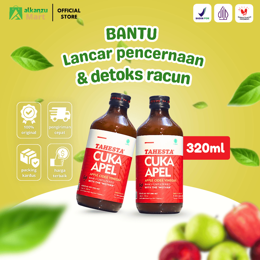 TAHESTA  Cuka Apel Asli Apple Cider Vinegar Cuka Sari Apel 320 ml