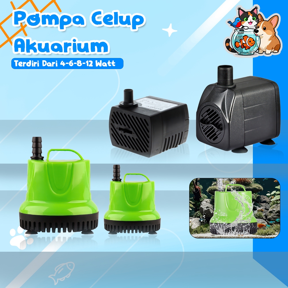 Pompa Air Celup Mini Aquarium & Kolam Hemat Listrik, Hisap Kuat