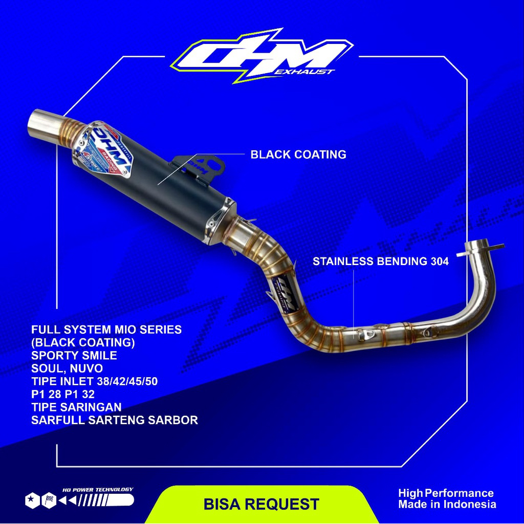 Knalpot Mio Sporti/Soul/Smile Black Coating Original DHM Racing Exhaust Free braket
