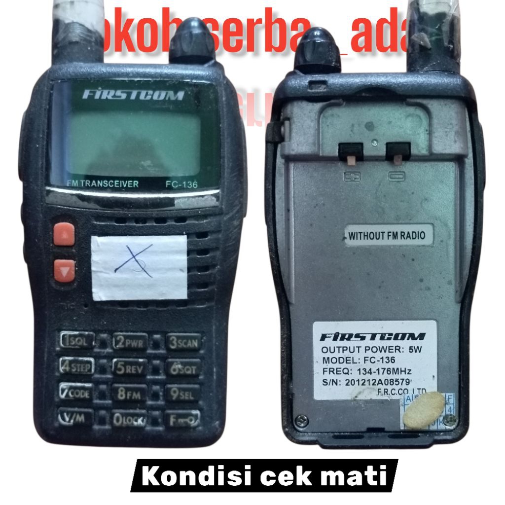 HT Firstcom FC-06 / FC-136 / FC-9UV Matian Buat bahan service