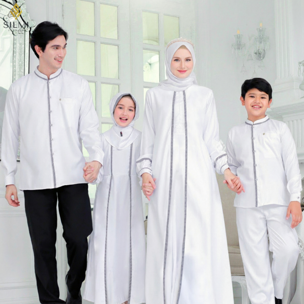 SILMI - Gamis Abaya Putih - Gamis Sarimbit Keluarga - Gamis Putih Umroh Madani Family