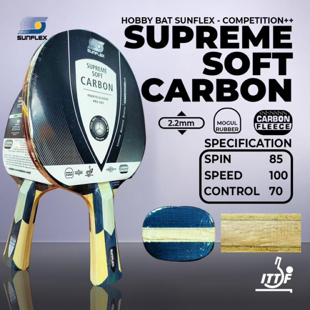 Bet Pingpong Tenis Meja SUNFLEX SUPREME Soft Carbon Competition Original