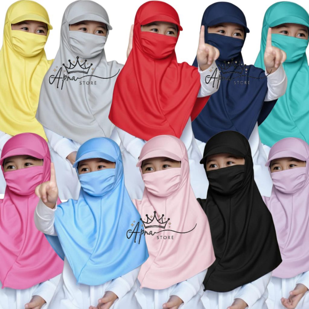 Kerudung Anak TK/Kerudung Anak SD/HIJAB ANAK TOPI (JILTOP) MAKSER/Hijab Anak Apna.store Cocok Untuk 