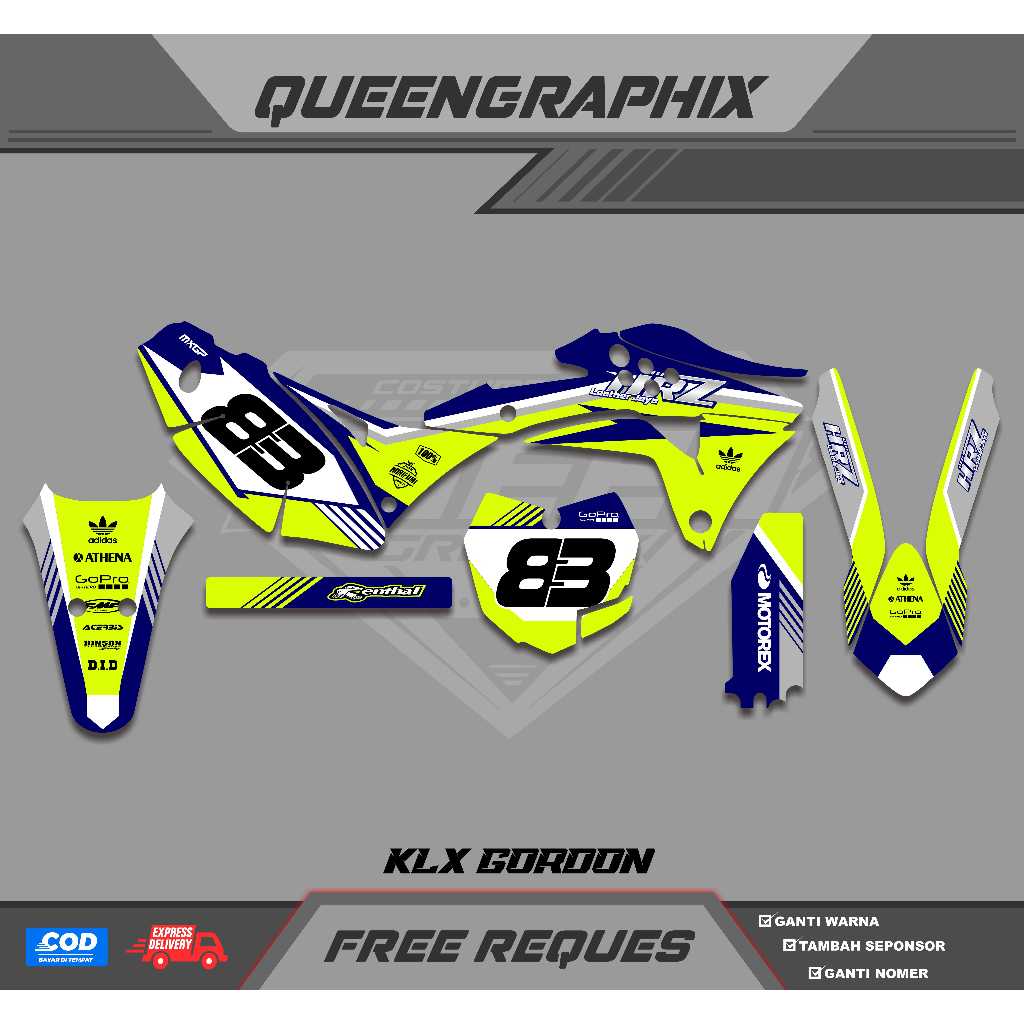 DECAL KLX GORDON GTX KLX GORDON BISA CUSTOM DESAIGN NAMA, NONOR, SPONSOR, WARNA (19)