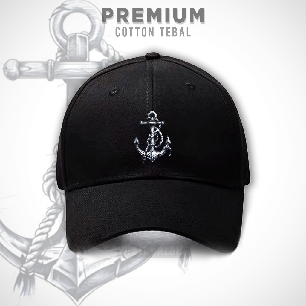Topi Anchor Drop Premium Cotton Tebal Caps Jangkar