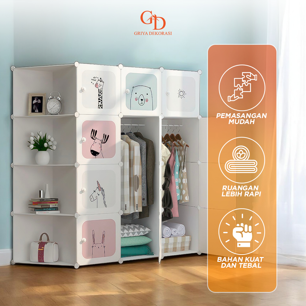 Lemari Plastik 10 Pintu 2 Rak 1 Gantungan Lemari Plastik Lemari Serbaguna Lemari