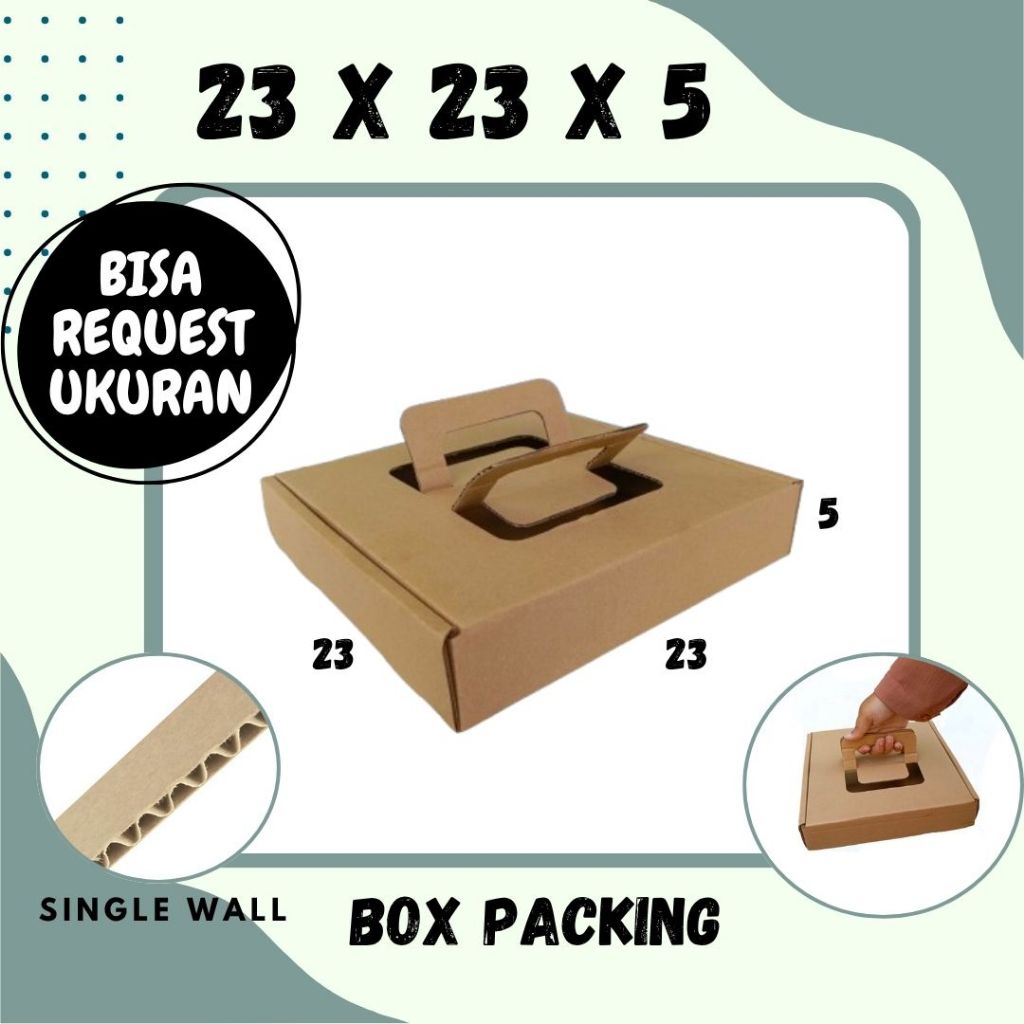 Kardus Pizza 23x23x5 LS Dus Kardus Packing Kemasan Kue Brownis Hampers Karton Kotak Dimsum Donat