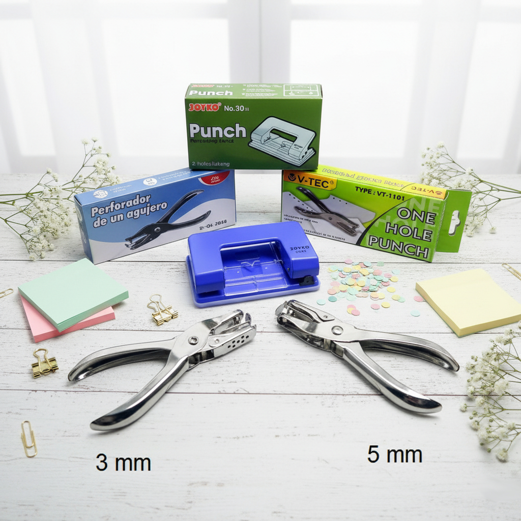 Perforator Punch Pembolong Kertas  3 mm , 6 mm ,  2 lubang 5 mm / Plong Plongan Pelubang Hang Tag