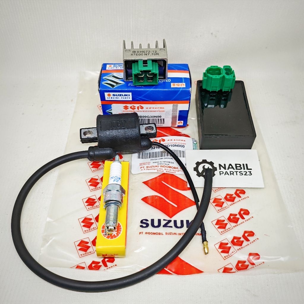 CDI KOIL KIPROK BUSI 4ITEM PENGAPIAN SUZUKI SHOGUN 125 R FL FD OLD NEW ORI