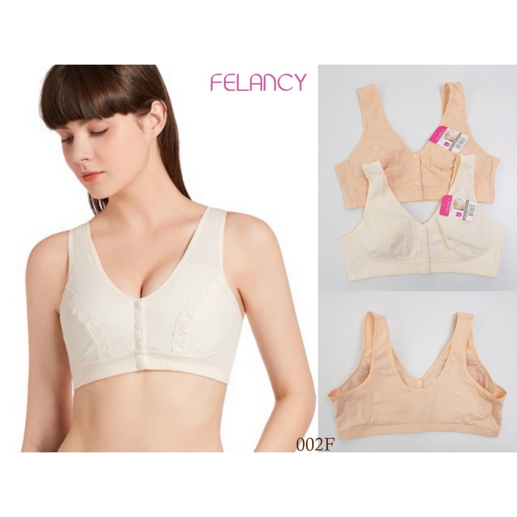 Bra Wanita Full Cup Tanpa Kawat Bukaan Depan Busa Tipis FELANCY sz 38C 40C 42C Polos Halus Pakaian D