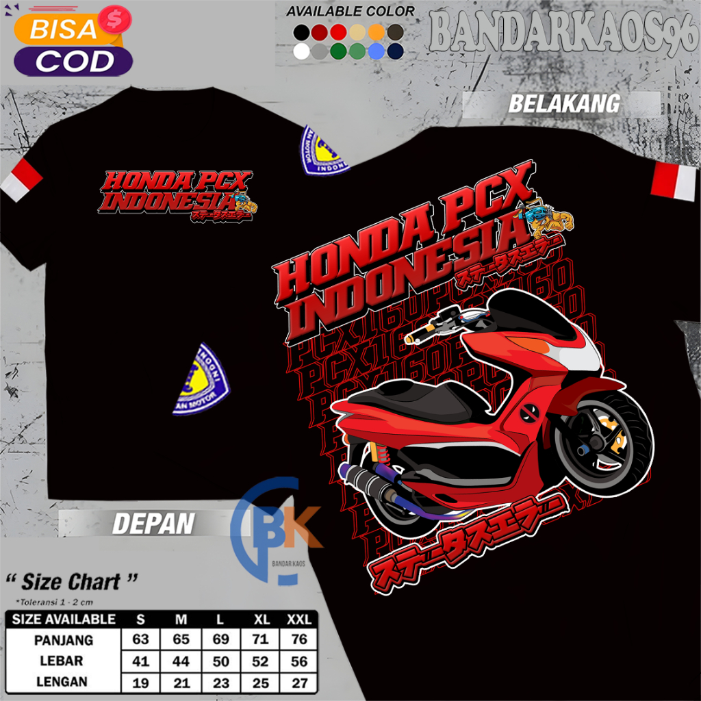 BandarKaos69 Kaos Honda Pcx Indonesia Kaos Honda Pcx Modifikasi Bahan Halus Cottton Combed