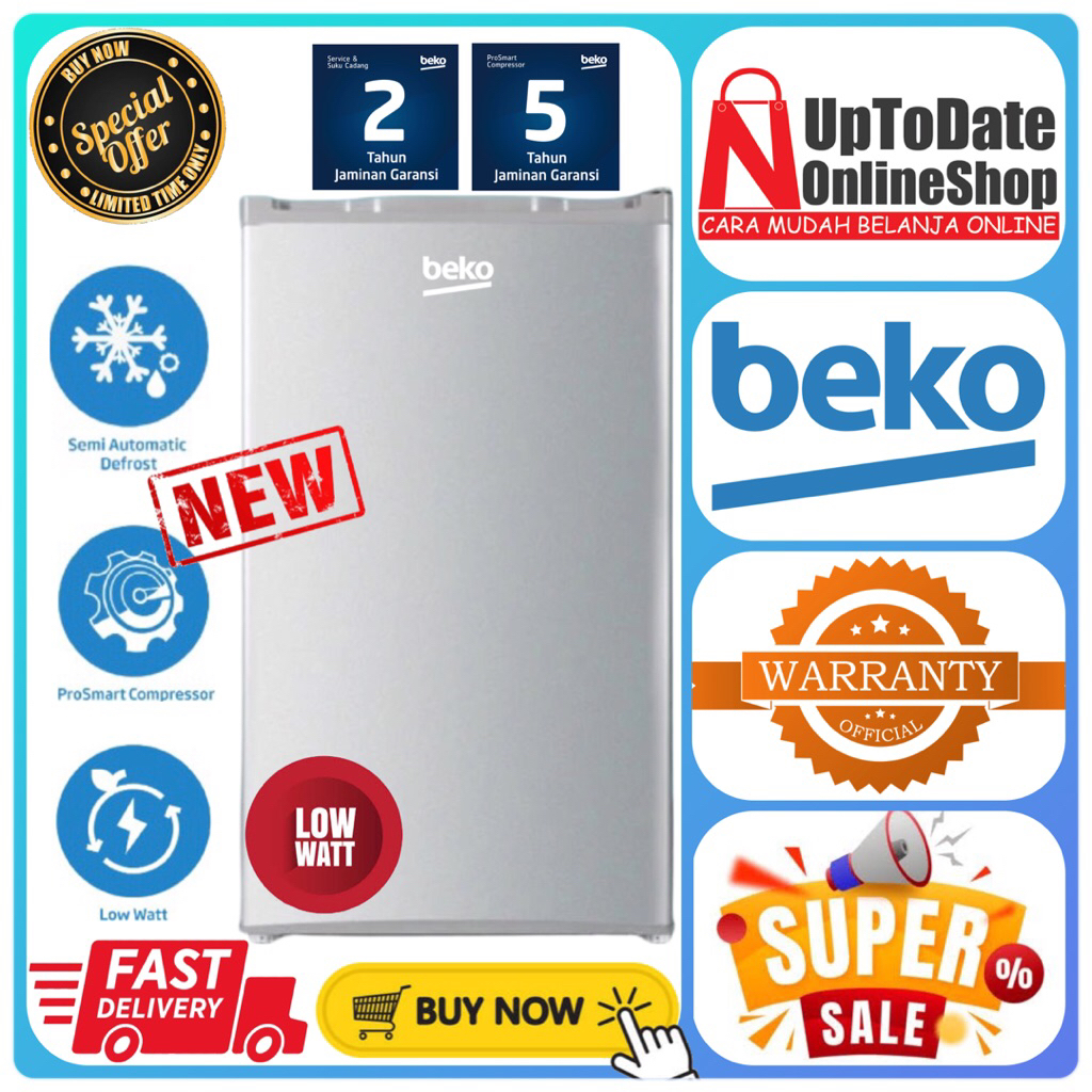 KULKAS BEKO RS10130SMD RS10130 SMD RS 10130SMD 1 PINTU 100L SUPER  LOW WATT LEMARI ES 1 PINTU PORTAB