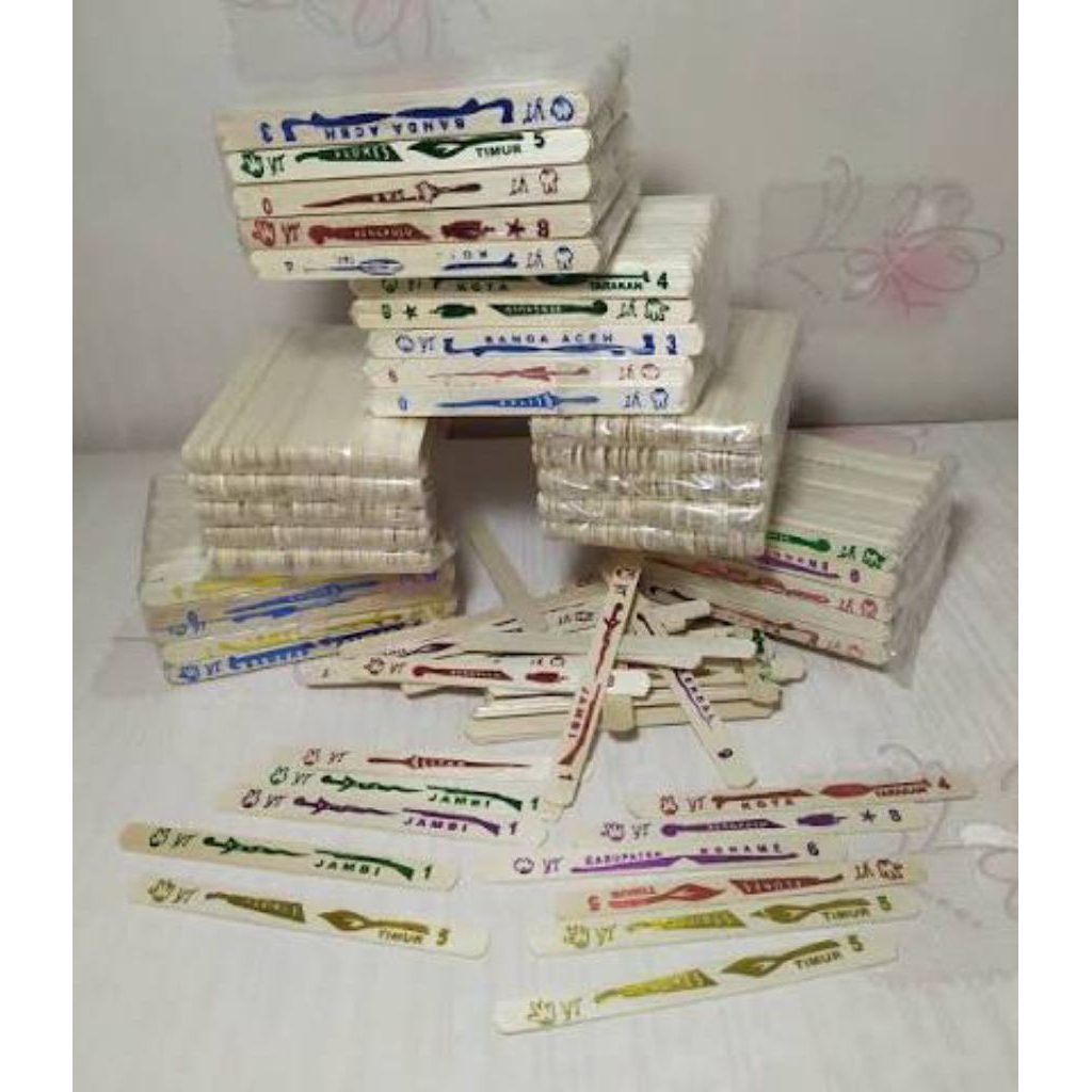 mainan Stik Eskrim isi 250 Stik Sablon Emas Stik Kayu Es Krim / MAINAN ANAK STIK GEBRAK / mainan jad