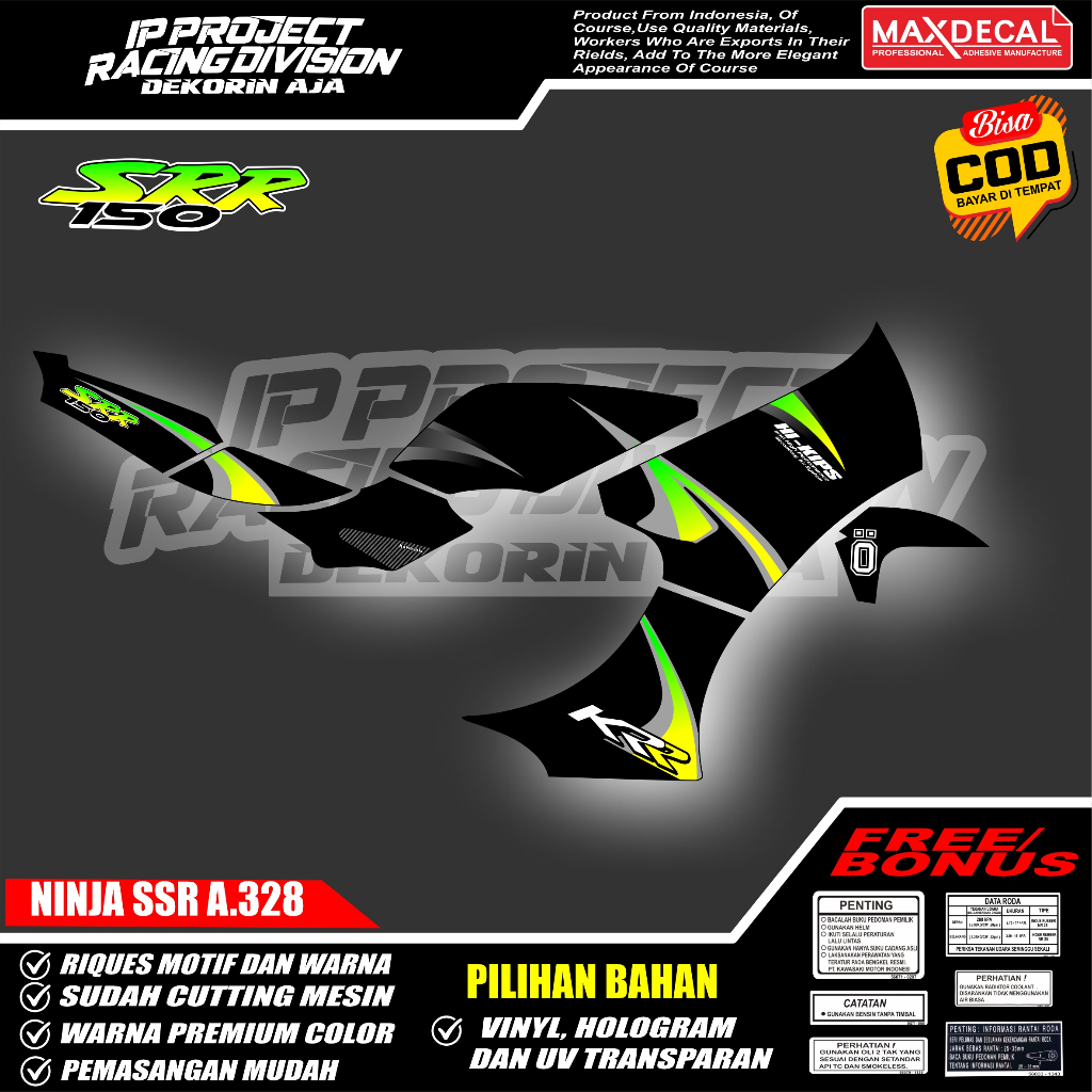 (COD)STICKER  STRIPING MOTOR ORIGINAL NINJA SSR  DESAIN RACING HOLOGRAM DAN TRANSPARAN