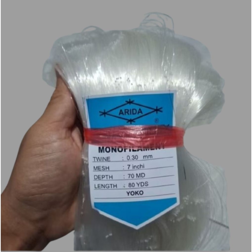 promo/obral Jaring ikan arida 0.30"7 in"7/md/80yds yoko mata jaring tegak pukat arida