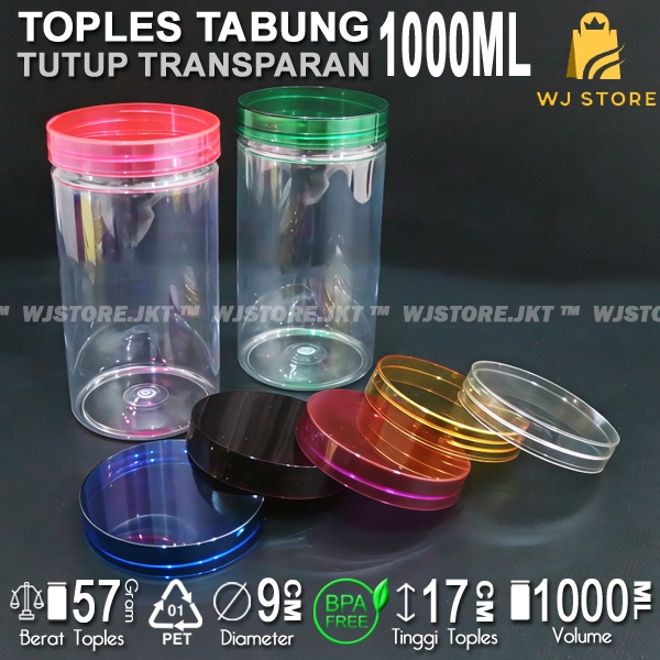 TOPLES TABUNG TRANSPARAN 1000ML / TOPLES 1000ML