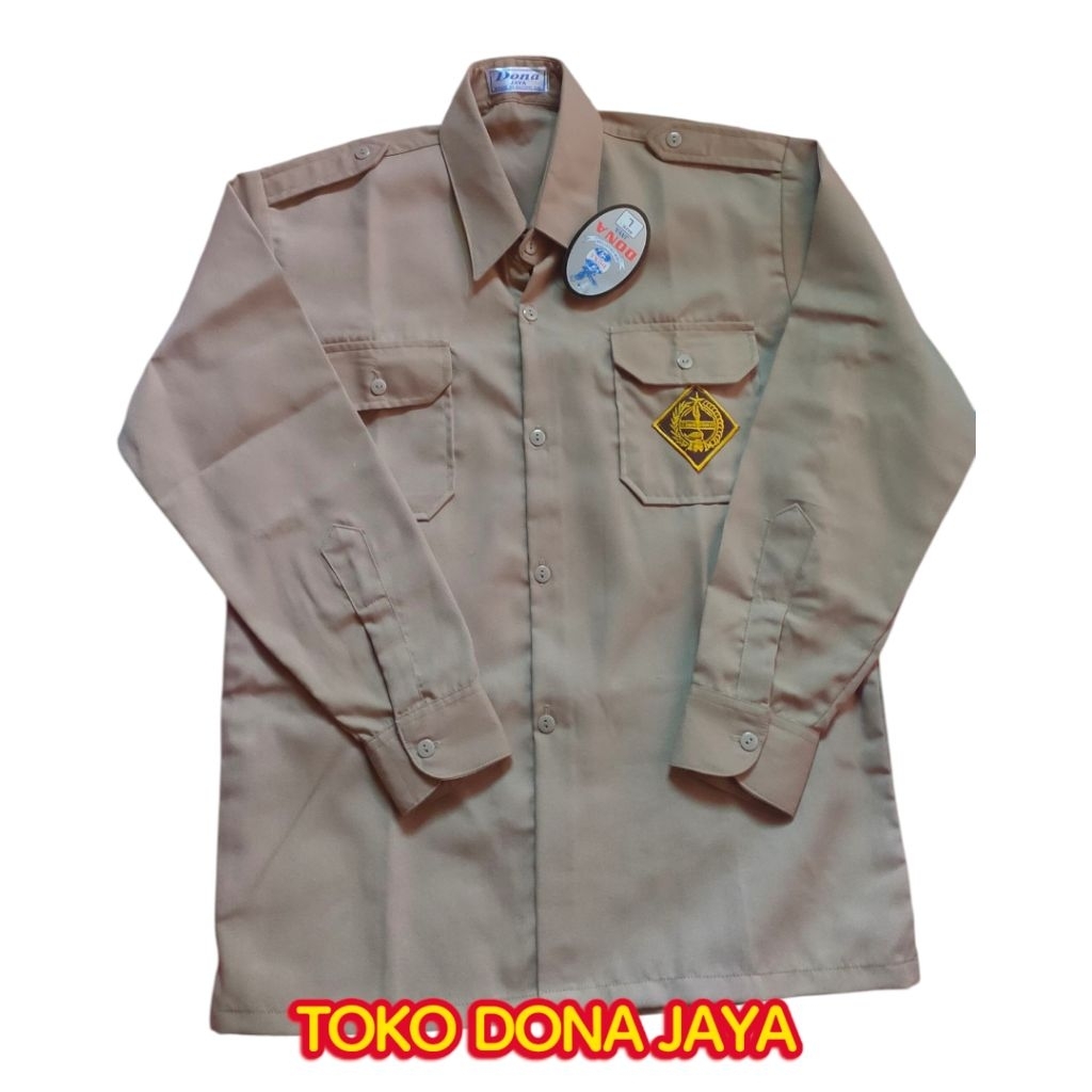 Baju Pramuka Penggalang Panjang / Seragam Sekolah / Coklat Susu / Kopi Susu / Kain Oxford / Merk Don