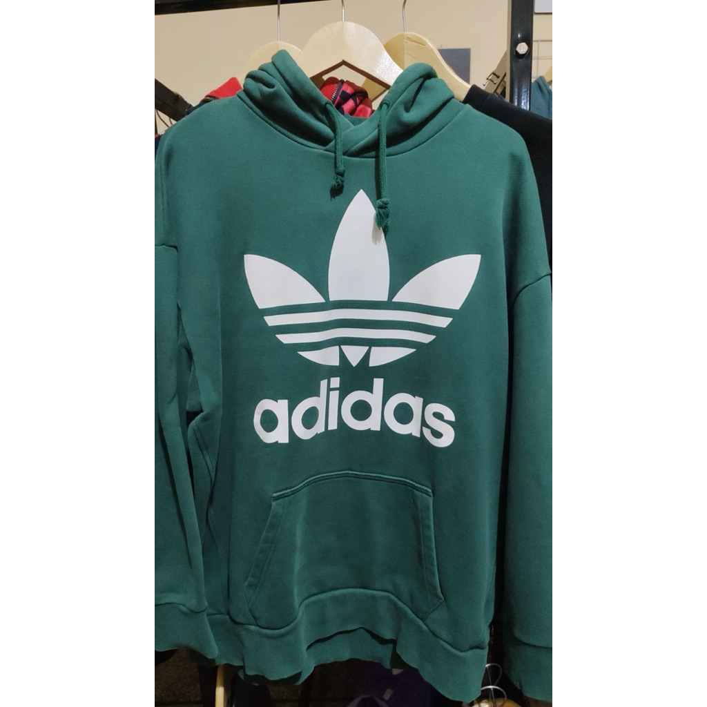 HOODIE ADIDAS BIG LOGO Green ORIGINAL sz L fit XL