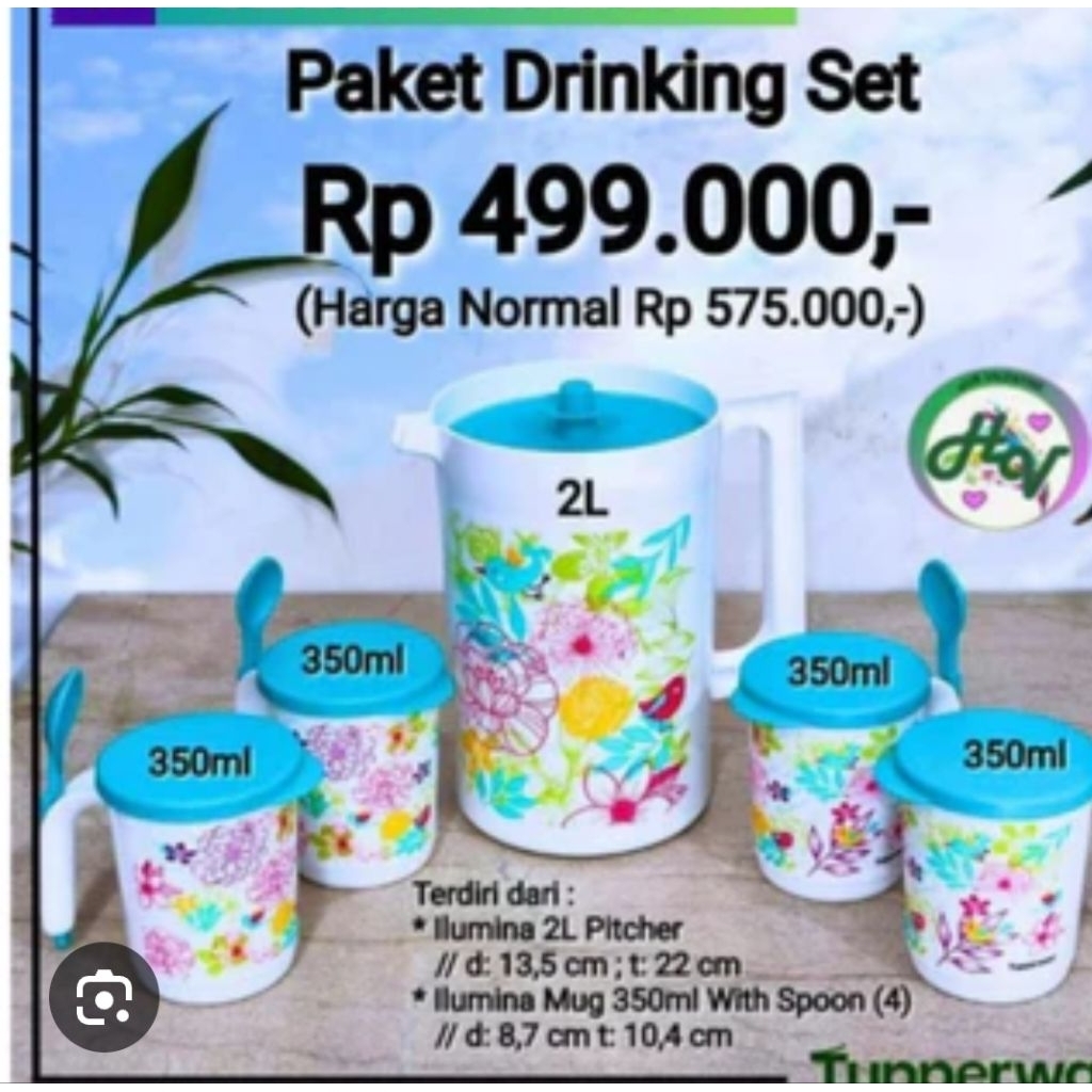 Teko n gelas set Tupperware