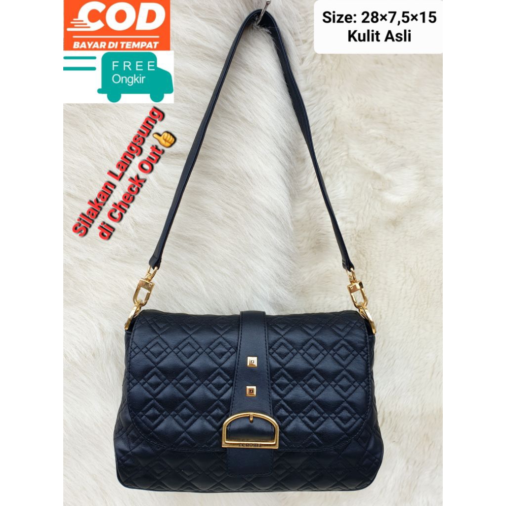 Tas Renoma Paris Shoulder Bag Hitam Kulit Asli