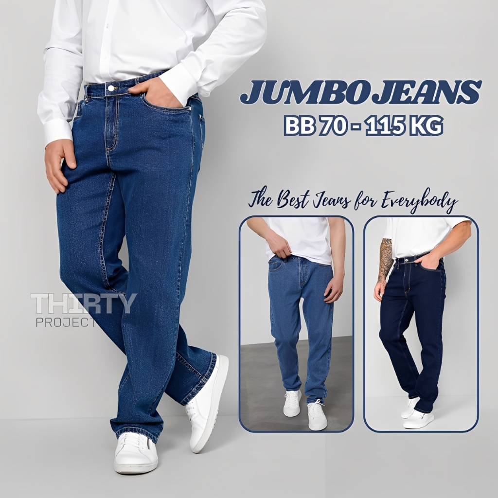 Jumbo Celana Jeans Pria Reguler Fit Soft Jeans Bahan Strecth/Melar BB 70 - 115 kg - Celana Jeans Pri