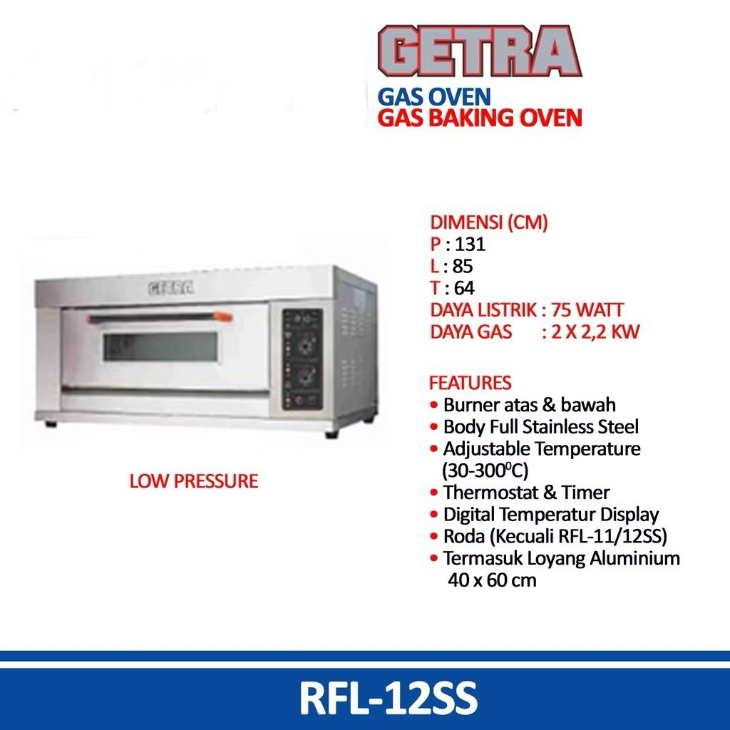 GETRA Oven Gas Baking RFL-12SS GC - Oven Gas Pemanggang Roti / Kue Getra