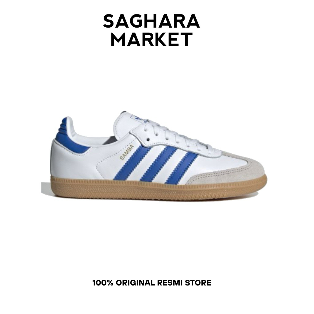 Sepatu Sneakers Unisex Adidas Samba OG J White Blue Original Resmi JP5482