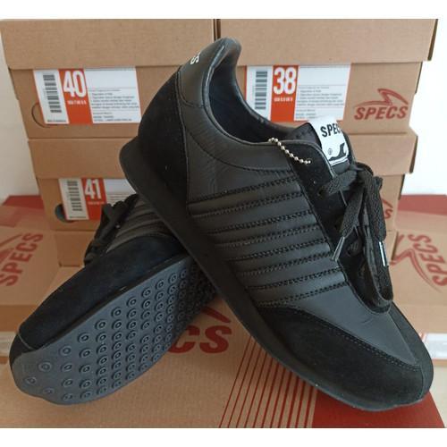 DISKON Sepatu sekolah SPECS 104 hitam polos anak anak laki laki/perempuan