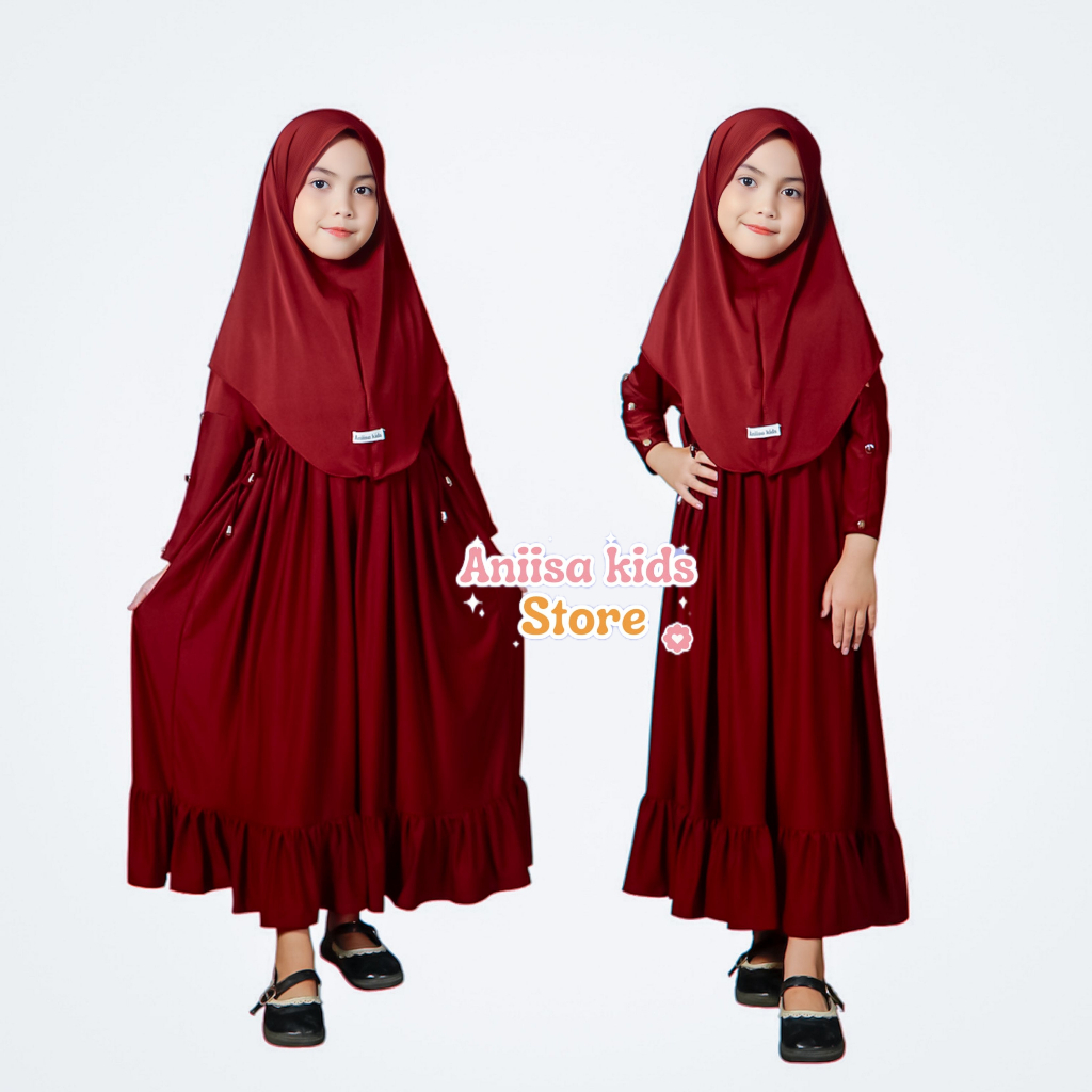 Gamis abaya Batwing anak bayi perempuan Serut Rempel Terbaru 0-7 tahun satu set hijab syar'i