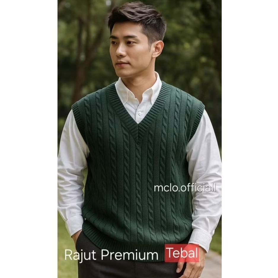 Rompi Rajut Pria Premium Tebal – Vest Rajut Korea Oversize Kekinian Unisex