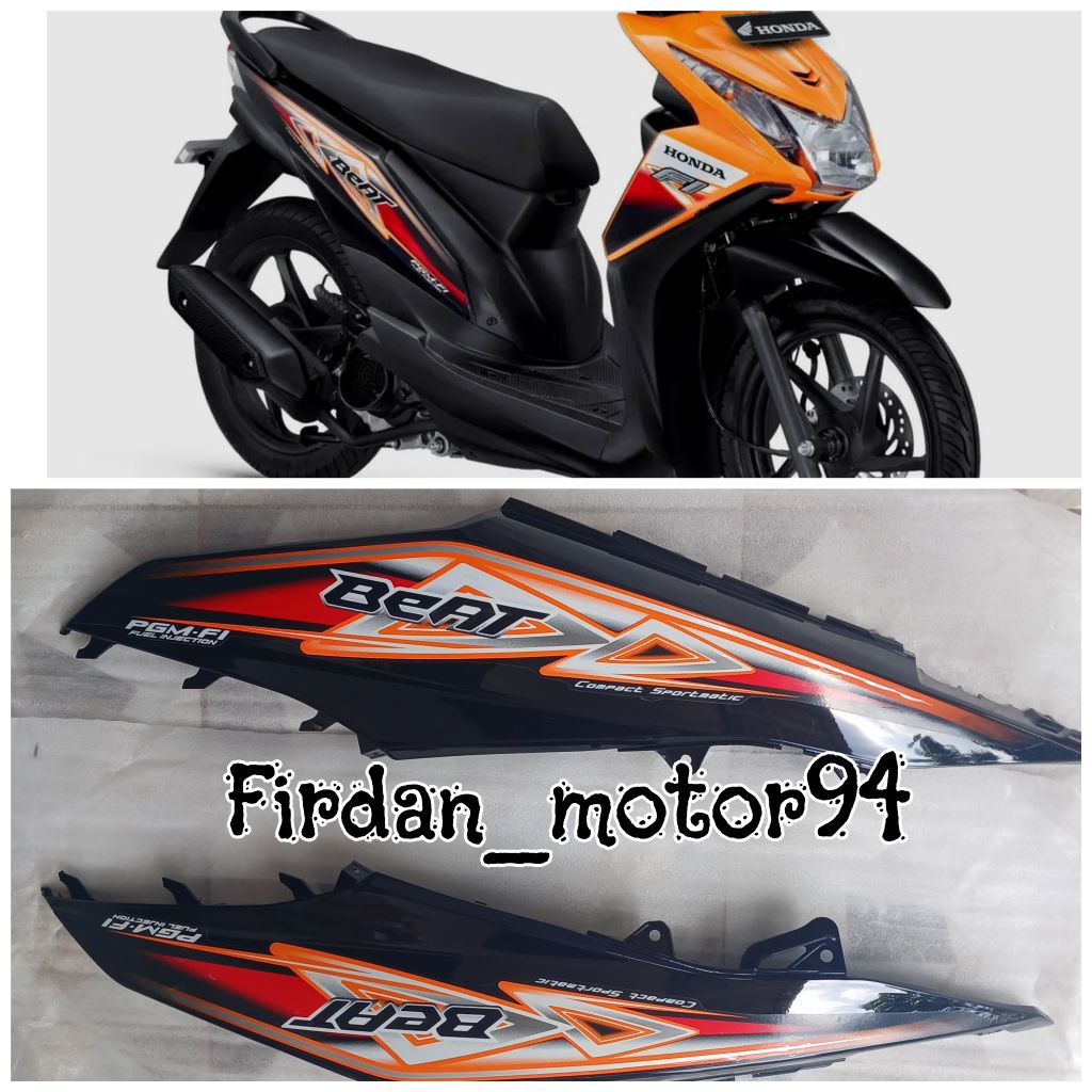 Cover bodi samping kanan kiri beat fi lama 2013-2014-2015 hitam orange lis 2013 dan varian warna lai