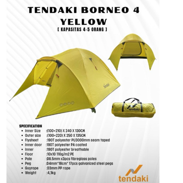 Tendaki Borneo 4 Yellow