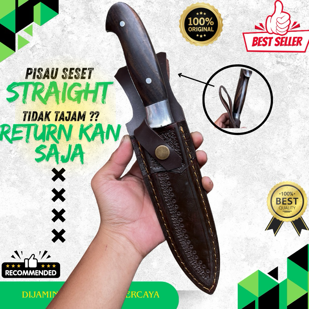 PISAU DAPUR MODEL STRAIGHT SARUNG KULIT KOMBINASI KULIT IMITASI // GAGANG COR DURALIUM // BAHAN BAJA